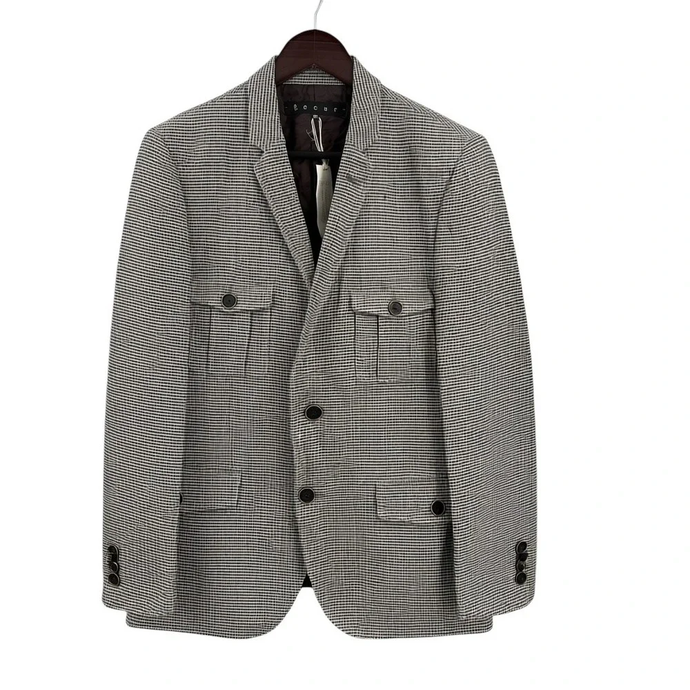Lecur Made in Japan Blazer Size 50 (L/XL) Heather Grey Wool Blend Tweed Rare New